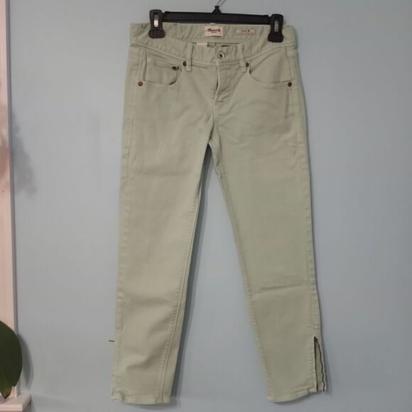 Madewell High Rise Zip Closure Hem Cropped Jeans Size 26 Mint Green - Picture 11 of 12